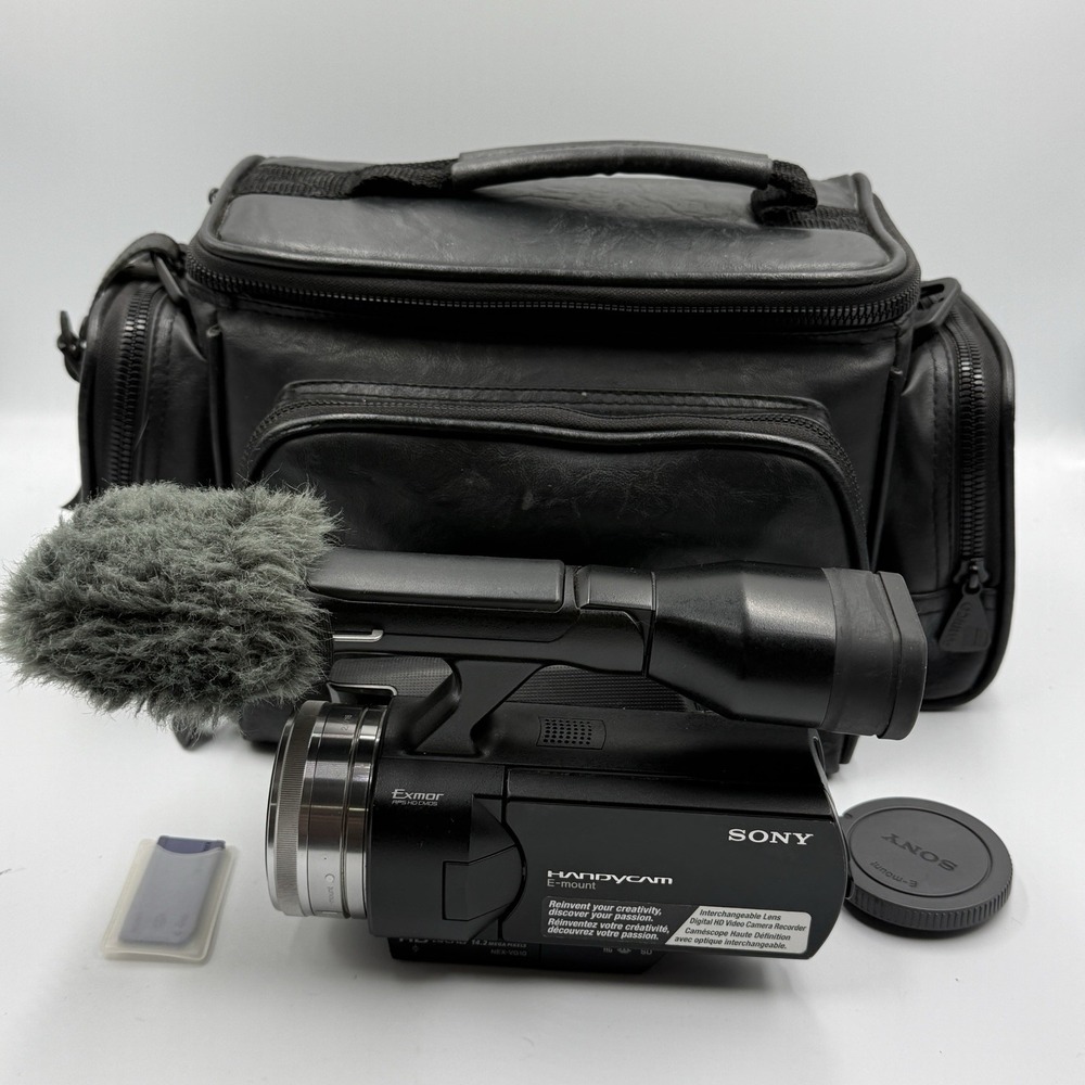 Sony NEX-VG10 HD Handycam E-Mount Camcorder 16mm Lens Tested Battery Case Chrgr
